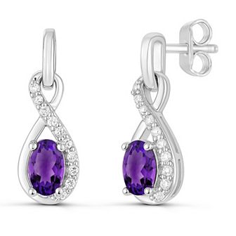 Luna Mia Sterling Silver Gemstone Infinity Drop Dangle Earrings