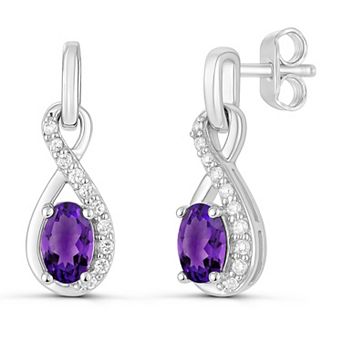 Luna Mia Sterling Silver Gemstone Infinity Drop Dangle Earrings