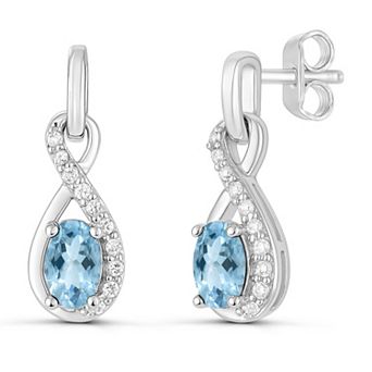 Luna Mia Sterling Silver Gemstone Infinity Drop Dangle Earrings