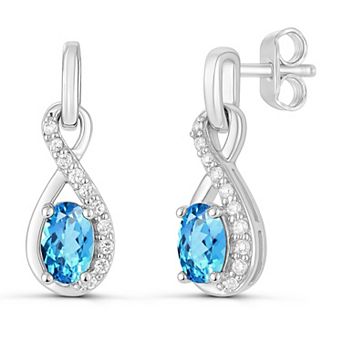 Luna Mia Sterling Silver Gemstone Infinity Drop Dangle Earrings