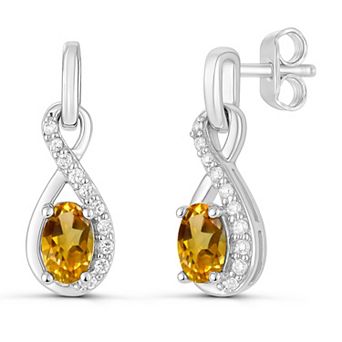 Luna Mia Sterling Silver Gemstone Infinity Drop Dangle Earrings