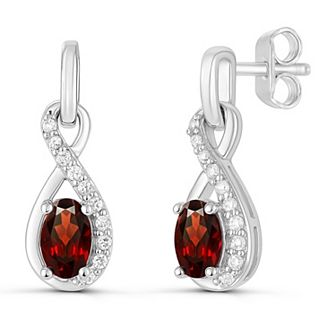 Luna Mia Sterling Silver Gemstone Infinity Drop Dangle Earrings