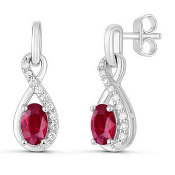 Luna Mia Sterling Silver Gemstone Infinity Drop Dangle Earrings