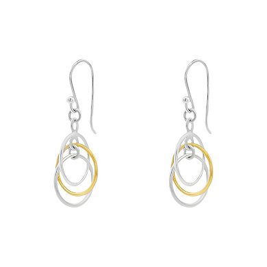 PRIMROSE Two-Tone Sterling Silver & 18k Gold Plated Polished Interlocking Drop Earrings