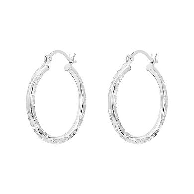 PRIMROSE Sterling Silver Diamond-Cut Hoop Earrings