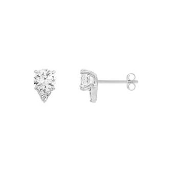 PRIMROSE Rhodium Over Sterling Silver Cubic Zirconia Cluster Stud Earrings