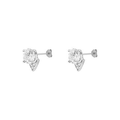 PRIMROSE Rhodium Over Sterling Silver Cubic Zirconia Cluster Stud Earrings