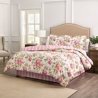 Waverly Forever Peony 4 pc Comforter Set with Shams