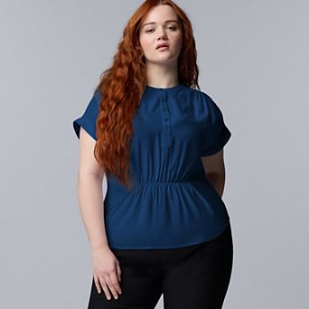Plus Size Simply Vera Vera Wang Ruched Waist Top