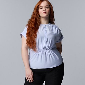 Plus Size Simply Vera Vera Wang Ruched Waist Top