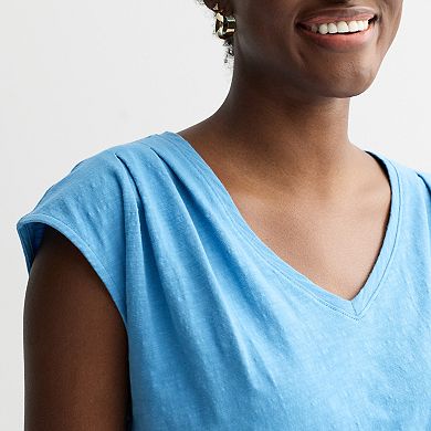 Women's Sonoma Goods For Life® Pleated V-Neck Muscle Tee