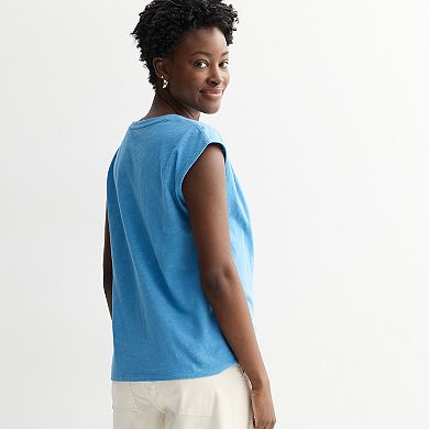 Women's Sonoma Goods For Life® Pleated V-Neck Muscle Tee