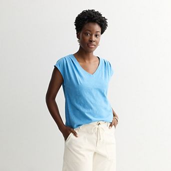 Women's Sonoma Goods For Life® Pleated V-Neck Muscle Tee