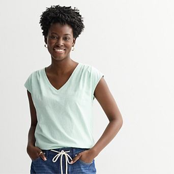 Women's Sonoma Goods For Life® Pleated V-Neck Muscle Tee