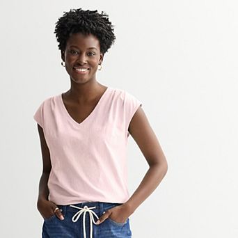 Women's Sonoma Goods For Life® Pleated V-Neck Muscle Tee