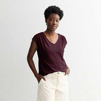 Women's Sonoma Goods For Life® Pleated V-Neck Muscle Tee