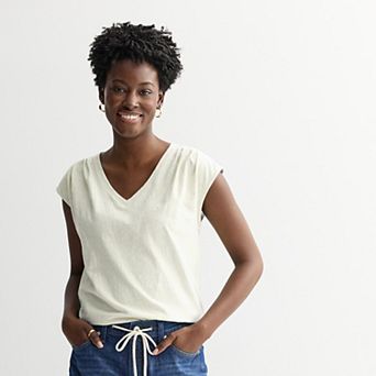 Women's Sonoma Goods For Life® Pleated V-Neck Muscle Tee