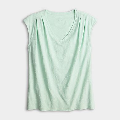 Petite Sonoma Goods For Life® Pleated V-Neck Muscle Tee