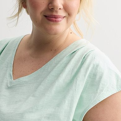 Plus Size Sonoma Goods For Life® Pleated V-Neck Muscle Tee