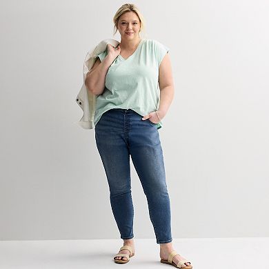 Plus Size Sonoma Goods For Life® Pleated V-Neck Muscle Tee