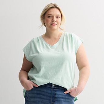 Plus Size Sonoma Goods For Life® Pleated V-Neck Muscle Tee