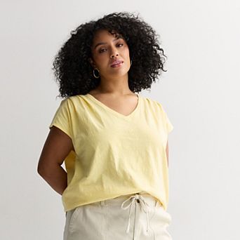 Plus Size Sonoma Goods For Life® Pleated V-Neck Muscle Tee