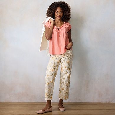 Women's LC Lauren Conrad Gathered Tie-Front Cap Sleeve Tee