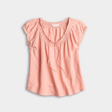 Women's LC Lauren Conrad Gathered Tie-Front Cap Sleeve Tee
