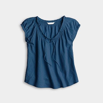 Women's LC Lauren Conrad Gathered Tie-Front Cap Sleeve Tee