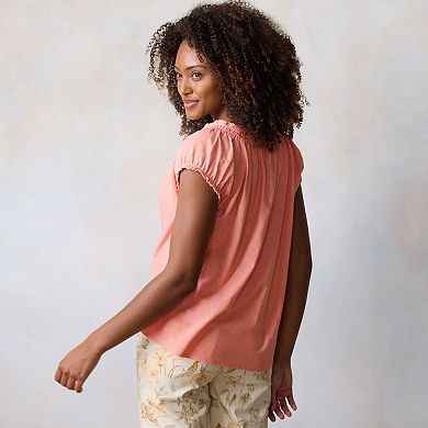 Women's LC Lauren Conrad Gathered Tie-Front Cap Sleeve Tee