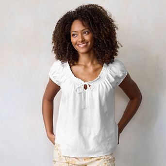 Women's LC Lauren Conrad Gathered Tie-Front Cap Sleeve Tee