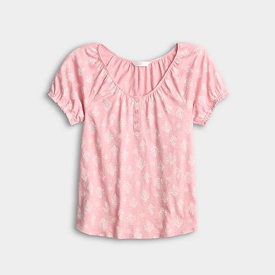 Women's LC Lauren Conrad Puff Sleeve Henley Top