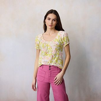 Women's LC Lauren Conrad Puff Sleeve Henley Top