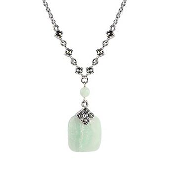 Lavish by TJM Sterling Silver Amazonite Pendant Necklace with 16-inch Chain