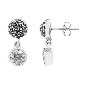 Lavish by TJM Sterling Silver Cubic Zirconia Stud Drop Earrings