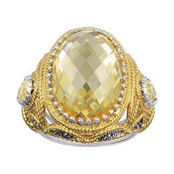Lavish by TJM Gold-Tone Cubic Zirconia & Marcasite Gemstone Ring
