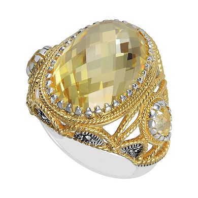 Lavish by TJM Gold-Tone Cubic Zirconia & Marcasite Gemstone Ring
