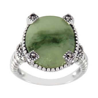 Lavish by TJM Natural Jade & Marcasite Ring