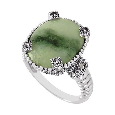 Lavish by TJM Natural Jade & Marcasite Ring