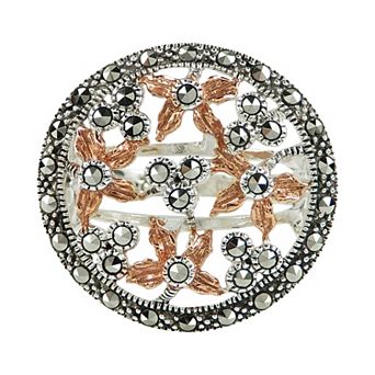 Lavish by TJM Marcasite Flower Filigree Ring