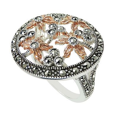 Lavish by TJM Marcasite Flower Filigree Ring