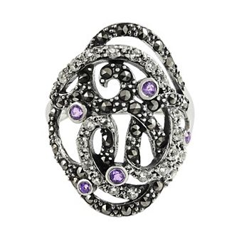 Lavish by TJM Amethyst & White Topaz Multi-Gemstone Ring