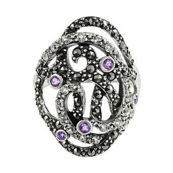 Lavish by TJM Amethyst & White Topaz Multi-Gemstone Ring