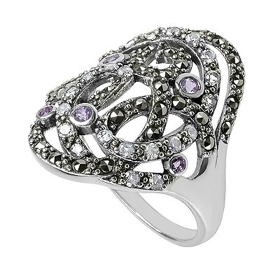 Lavish by TJM Amethyst & White Topaz Multi-Gemstone Ring
