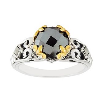 Lavish by TJM Gold-Tone Hematite & Marcasite Ring