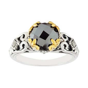 Lavish by TJM Gold-Tone Hematite & Marcasite Ring