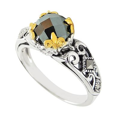 Lavish by TJM Gold-Tone Hematite & Marcasite Ring