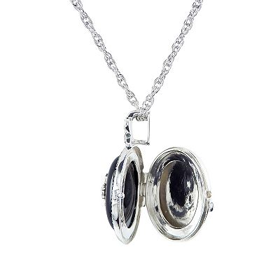 Lavish by TJM Onyx & Marcasite Locket Pendant Necklace