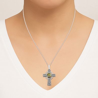 Lavish by TJM Marble & Marcasite Celtic Cross Pendant Necklace