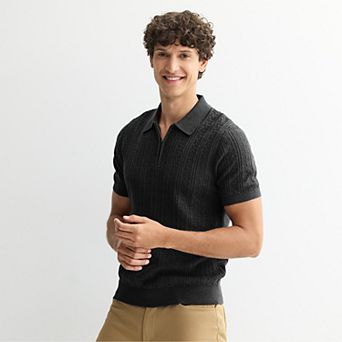 Men's Apt. 9® Short Sleeve Zipper Sweater Polo